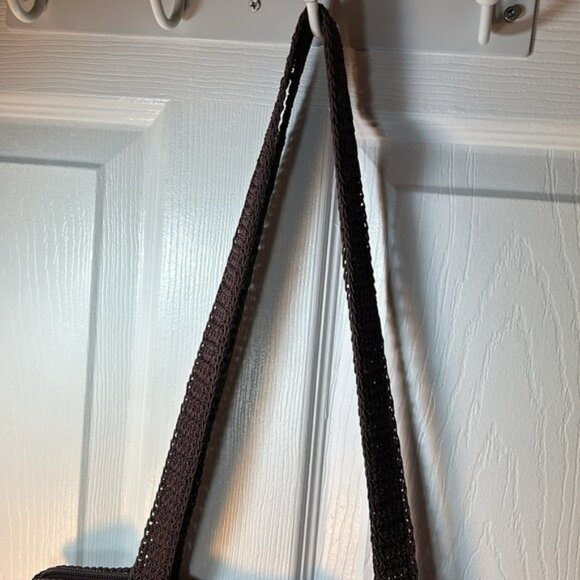 Vintage Crochet Patterned Shoulder Bag - Brown, Tan and Beige boho beach vibes - Picture 4 of 9